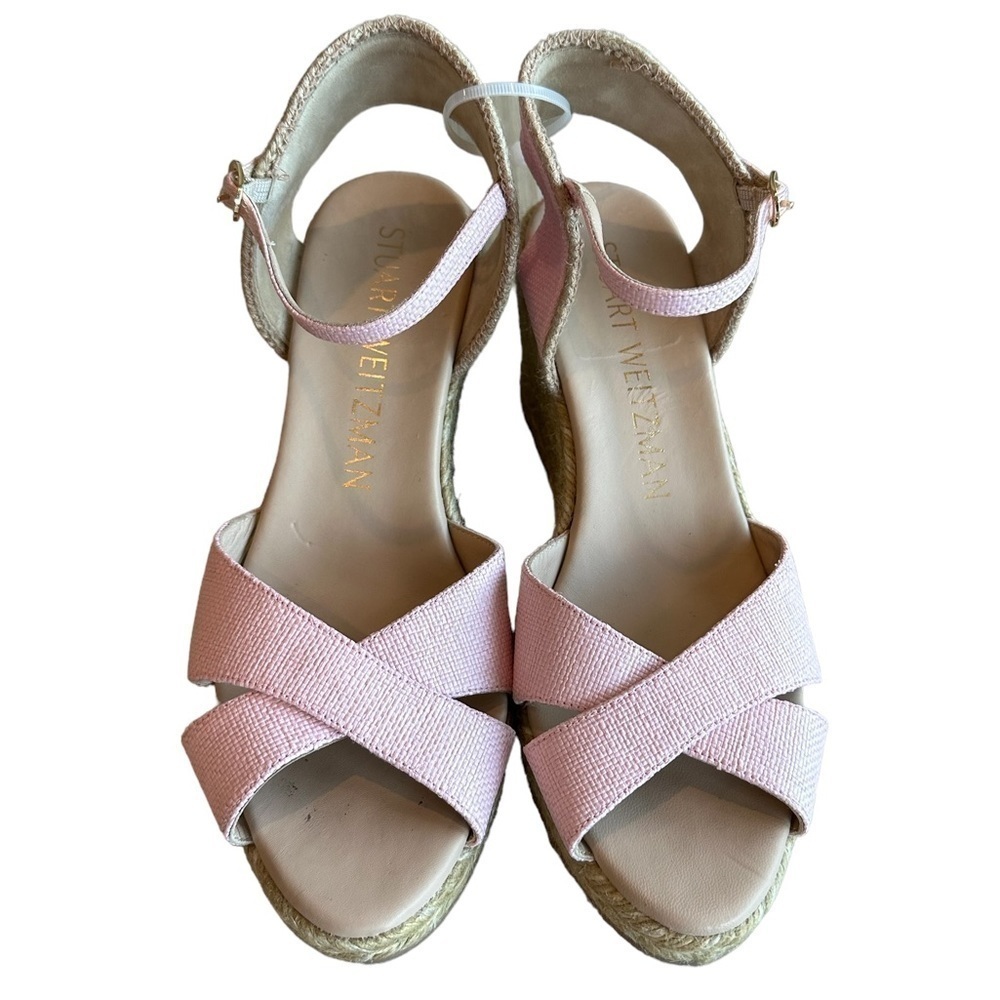 NEW Stuart Weitzman Mirela Espadrille Wedge Sandals | Pink | Summer/Vacation - Picture 4 of 7